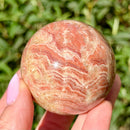Rhodochrosite Sphere, Over 50mm across with Stand FB2376 🌸🌕🌸