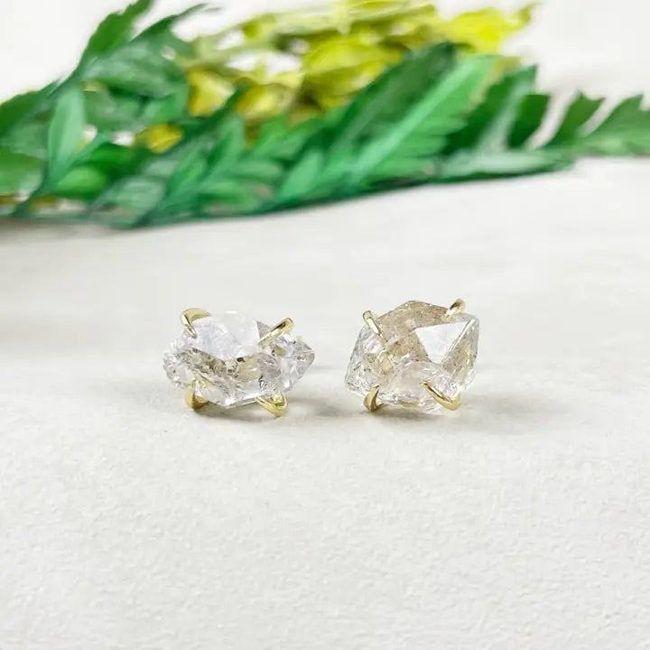 Sterling Silver Rough Herkimer Diamond Stud Earrings FB1674 🪷🌟🪷