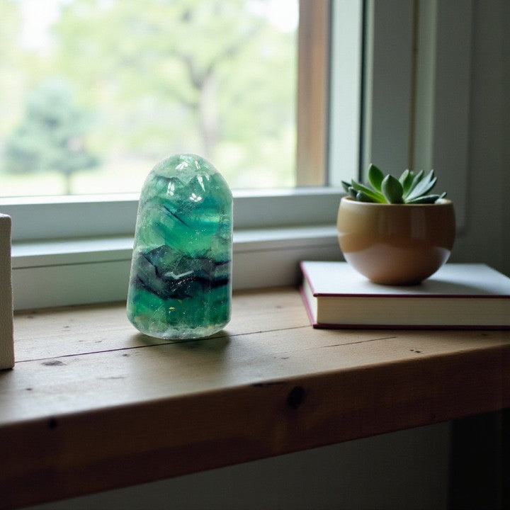 Round Top Fluorite, or Green Sardonyx Freeform Tower FB3202 🍃🪷🍃