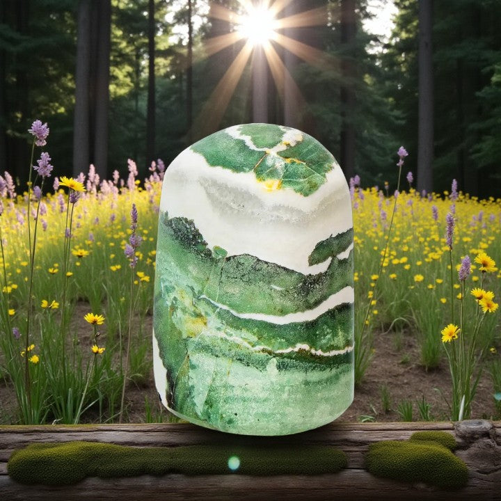 Round Top Fluorite, or Green Sardonyx Freeform Tower FB3202 🍃🪷🍃