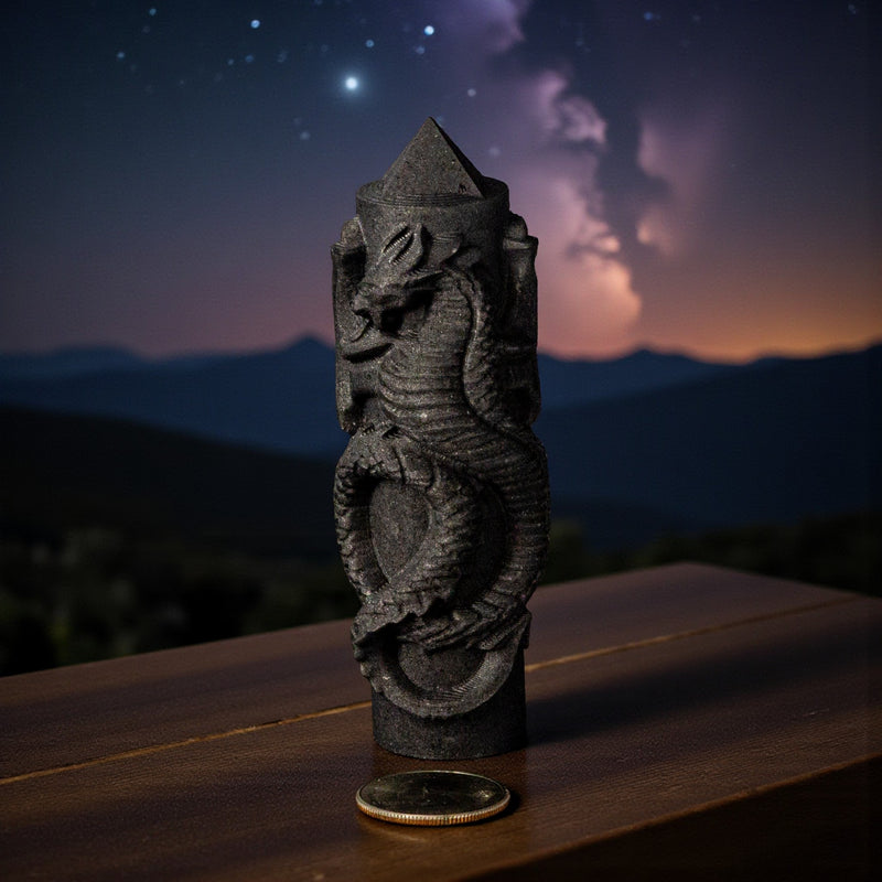 Selenite or Shungite  Carved Dragon Towers 🐦‍⬛ CD-10333