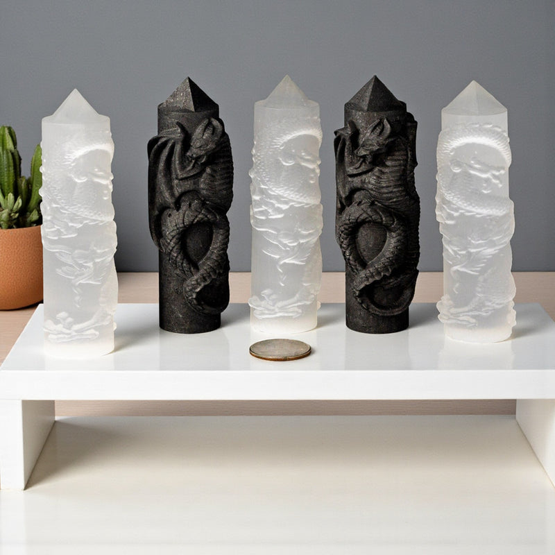 Selenite or Shungite  Carved Dragon Towers 🐦‍⬛ CD-10333