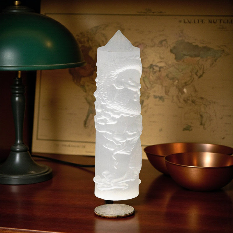 Selenite or Shungite  Carved Dragon Towers 🐦‍⬛ CD-10333