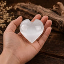 Selenite Hearts - with Great Sheen from Morocco - 1" to 3" across FB1780
