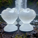 Selenite Heart from Morocco with Carved Base FB1802 💖💖