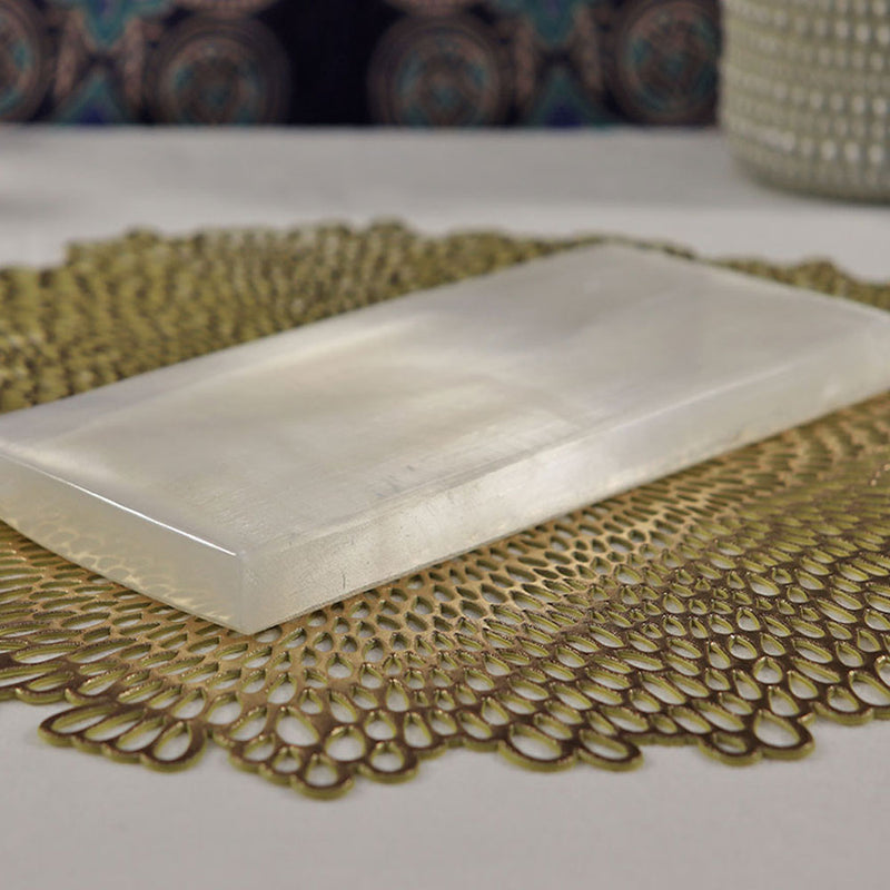 Selenite Flat Rectangular Display / Charging Plate / Bases, AA Quality from Morocco FB2220