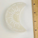 Selenite Crescent Moon with Sun Etching FB3117🌛