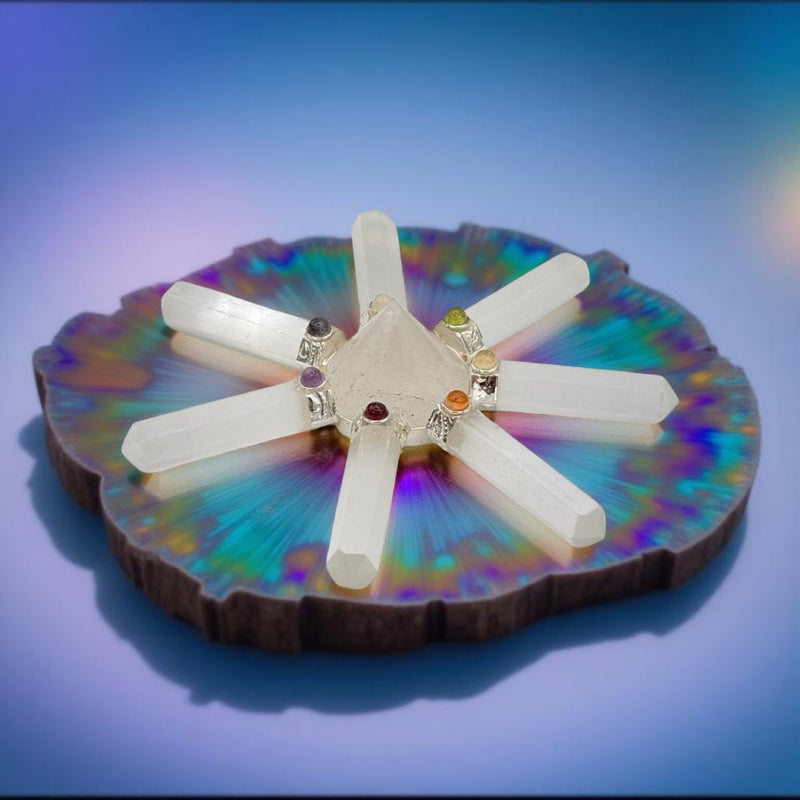Energy Generator, Selenite 7 Point, Chakra FB3348 🪷