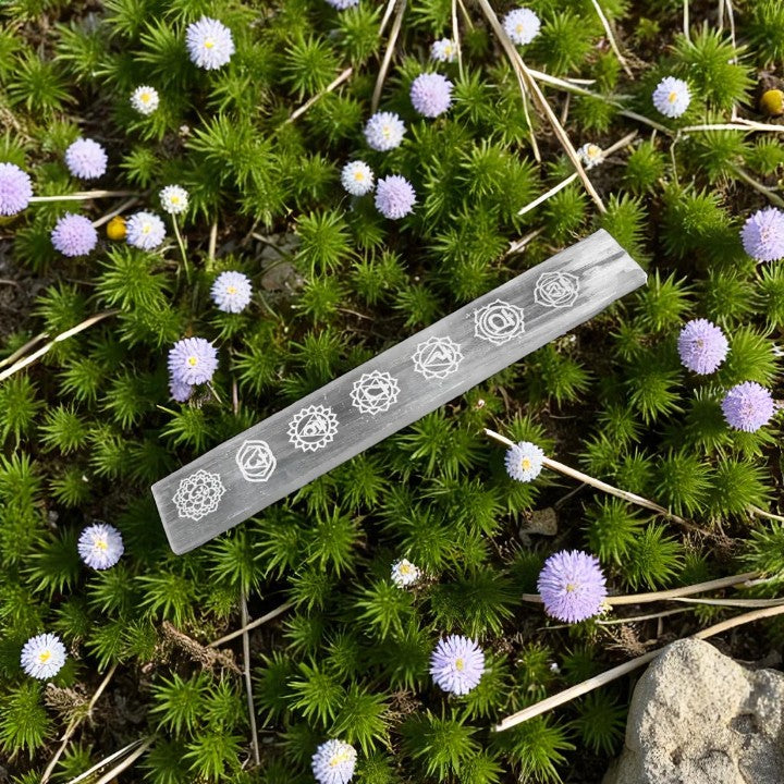 Selenite Chakra Stick Base / Incense Holder for crystals and display FB1495 💛💙💜🧡