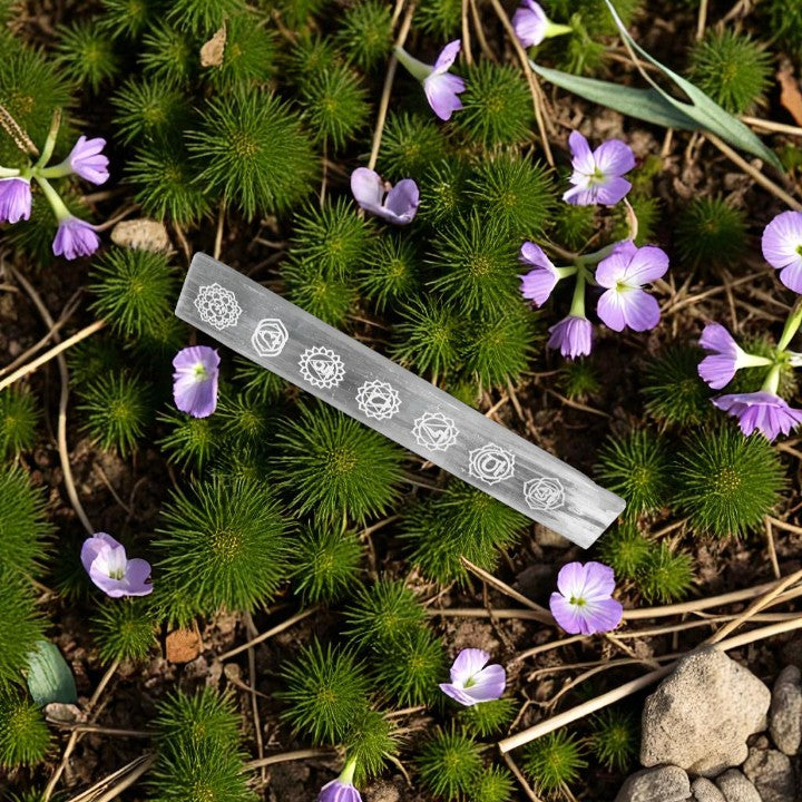 Selenite Chakra Stick Base / Incense Holder for crystals and display FB1495 💛💙💜🧡