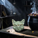 Green Serpentine Third Eye Cat Carving Figurine / Animal Totem FB1204 🌵
