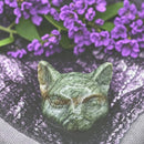 Green Serpentine Third Eye Cat Carving Figurine / Animal Totem FB1204 🌵