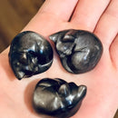 Sleeping Cat Kitten Black Obsidian & Sheen Obsidian Carving Totem / Spirit Animal FB2311 🐈‍⬛