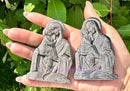 Silver Sheen Obsidian Mary with Baby Jesus Carving / Figurine FB3072 🔔