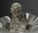 Silver Sheen Obsidian Mary with Baby Jesus Carving / Figurine FB3072 🔔