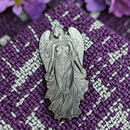 Silver Sheen Black Obsidian Angel Carving, Flat Back FB3323 🦙
