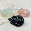 Sleeping Cat Kitten Rose Quartz or Opalite Carving Totem / Spirit Animal FB2311 🐈‍⬛