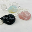 Sleeping Cat Kitten Rose Quartz or Opalite Carving Totem / Spirit Animal FB2311 🐈‍⬛