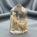 Smoky Quartz with "Hour Glass Tornado" Inclusion Standing Polished Point (Tower) FB1309 🍃