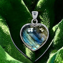Sterling Silver Heart Pendant, Labradorite 💠 FB2046