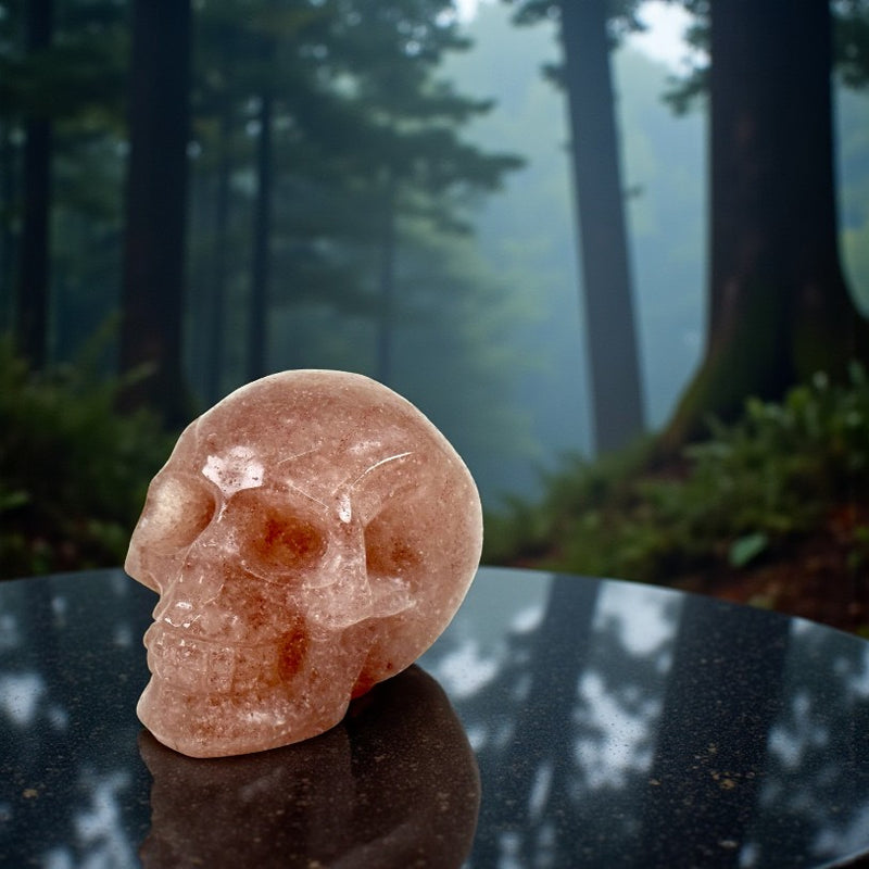 Strawberry Quartz Skull from Brazil with Velvet Pouch FB2164 💗