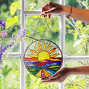 Stained Glass Sunrise Colorful Sun Catcher / Hanger FB1927