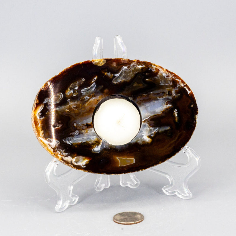 Thick Agate Slice Tea Light Candle Holders 🪔 CD-10361
