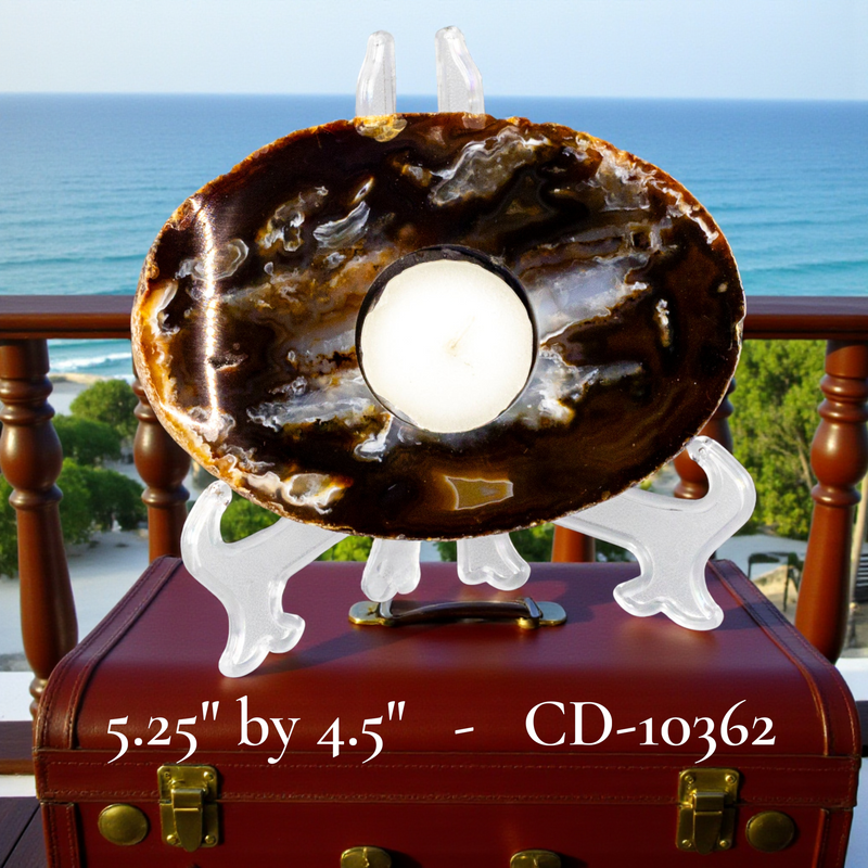 Thick Agate Slice Tea Light Candle Holders 🪔 CD-10361