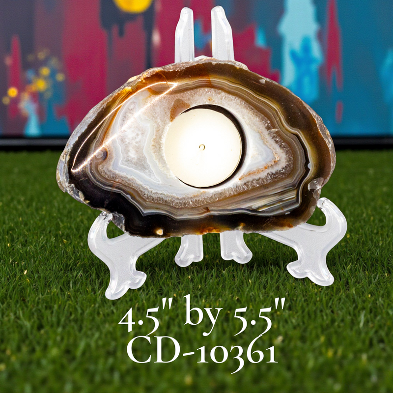 Thick Agate Slice Tea Light Candle Holders 🪔 CD-10361