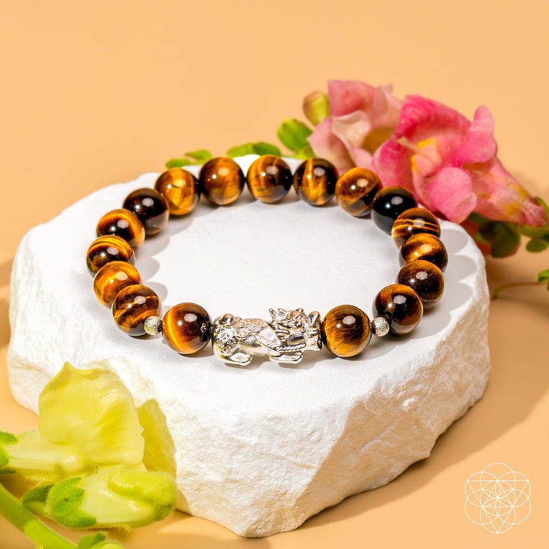 Fortune Flows - Tiger Eye & Pixiu Bracelet 🔔🌛🔔 CI608