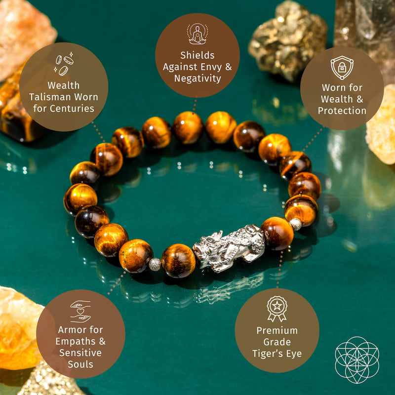 Fortune Flows - Tiger Eye & Pixiu Bracelet 🔔🌛🔔 CI608
