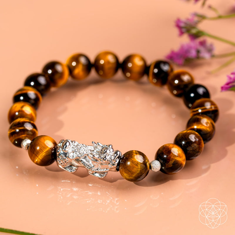 Fortune Flows - Tiger Eye & Pixiu Bracelet 🔔🌛🔔 CI608