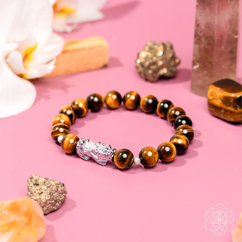 Fortune Flows - Tiger Eye & Pixiu Bracelet 🔔🌛🔔 CI608