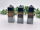Triple Protection Obelisk, Standing Point Tower - Obsidian, Tiger Eye, Hematite FB2456 💙