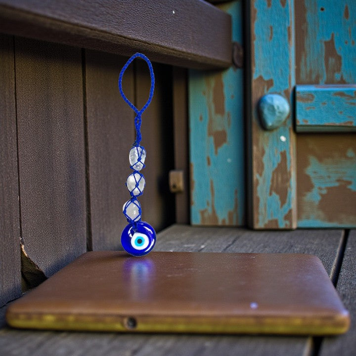 Tumbled Selenite Glass Evil Eye Protection Hanger FB3467 🌼