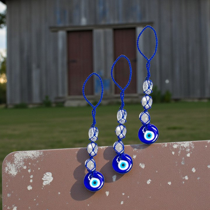 Tumbled Selenite Glass Evil Eye Protection Hanger FB3467 🌼