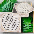 White Washed Cutout Flower of Life Wood Box FB2298 🦚