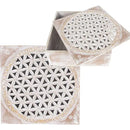White Washed Cutout Flower of Life Wood Box FB2298 🦚