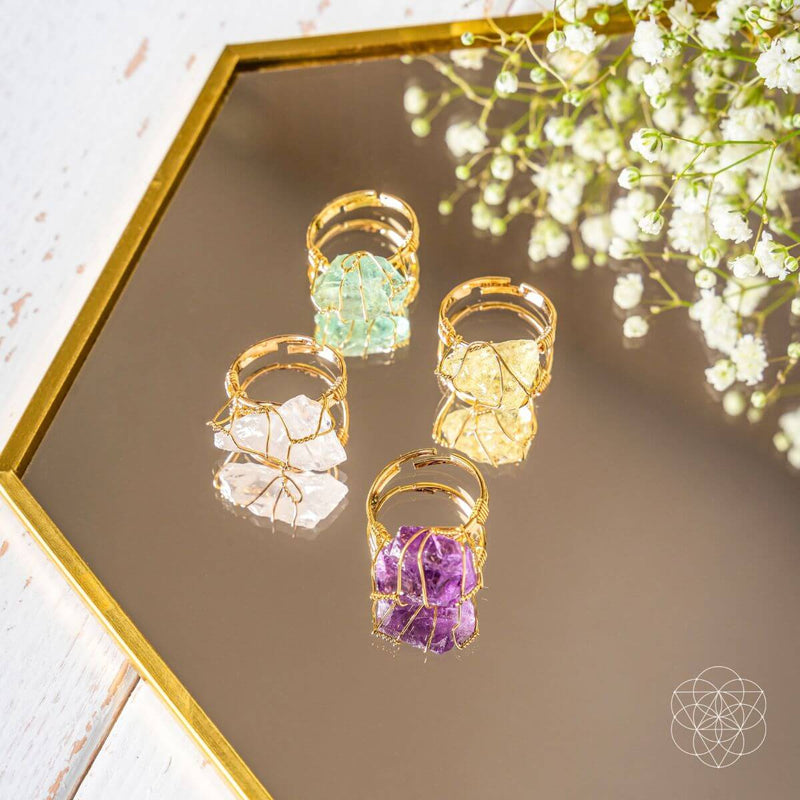 Gemstone Anti-Stress Adjustable Rings Boxed Set CI317E 💎