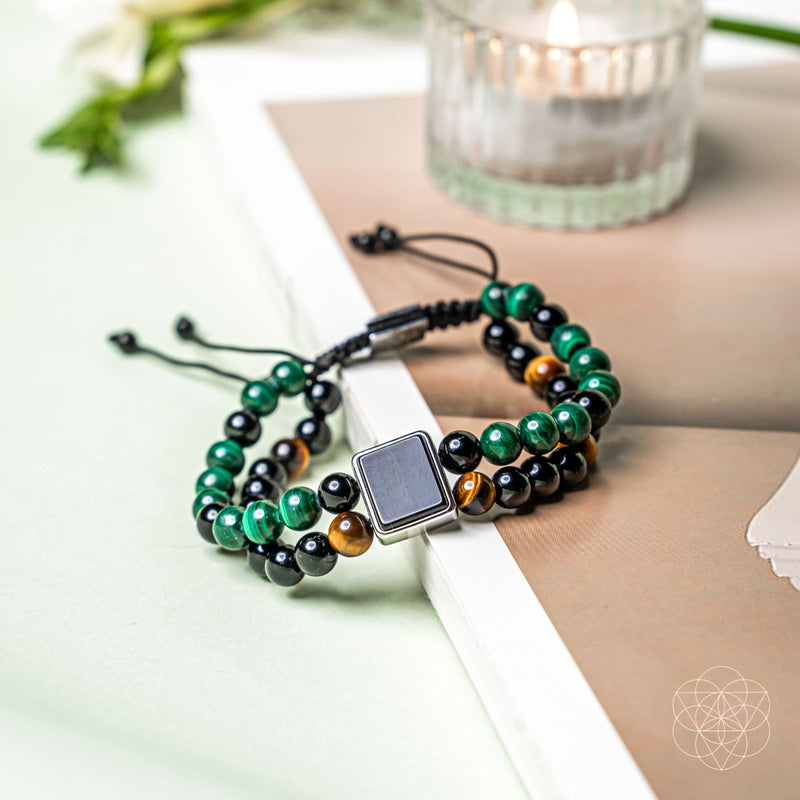 Apollo’s Shield - Bracelet of Power, Malachite, Onyx and Tiger Eye 🦉
