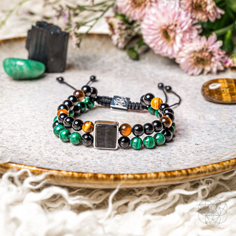 Apollo’s Shield - Bracelet of Power, Malachite, Onyx and Tiger Eye 🦉