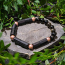 Copper, Golden Obsidian, Black Tourmaline Unisex Bracelet of Power CI521 💛