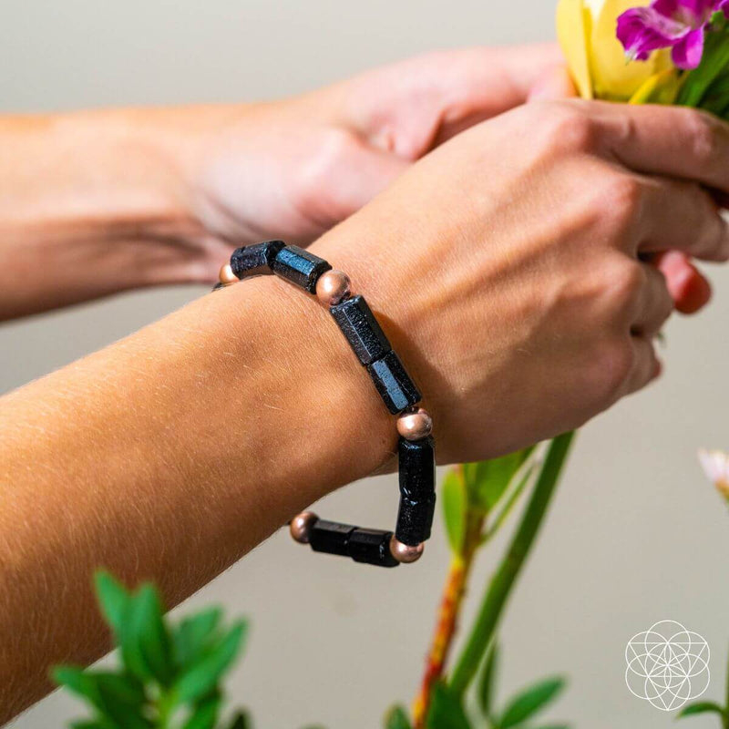 Copper, Golden Obsidian, Black Tourmaline Unisex Bracelet of Power CI521 💛