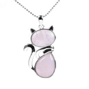 Cat Totem / Spirit Animal Pendant with Assorted Stones & 18" chain FB3150