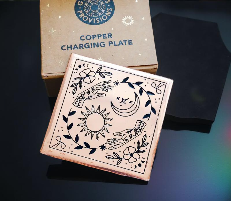 Copper Crystal Charging Plate / Grid Base with Sun, Moon, Nature Design FB3269 🌸