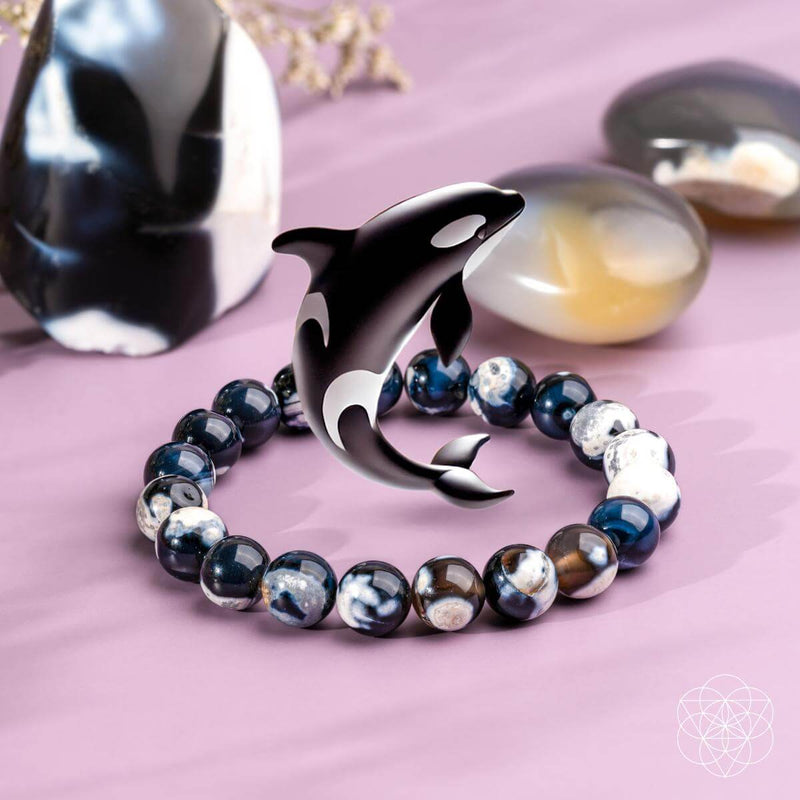 Exotic Orca Agate Bracelet of Deep Healing CI573 🌸