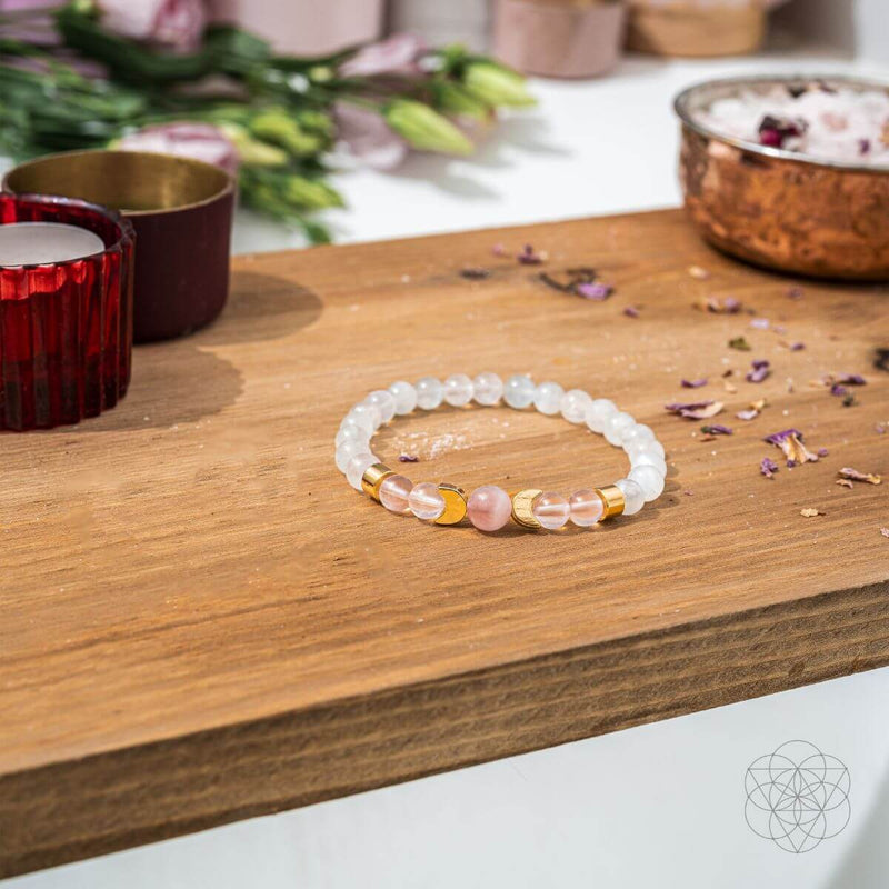 Rose Quartz and Moonstone Fertility Bracelet CI429N 💖