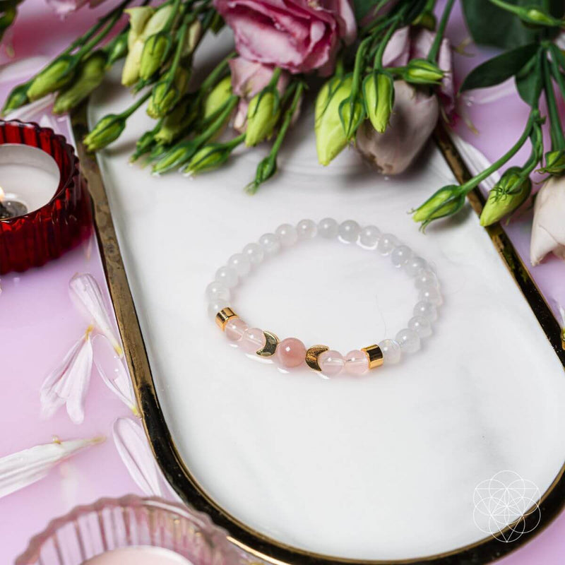 Rose Quartz and Moonstone Fertility Bracelet CI429N 💖