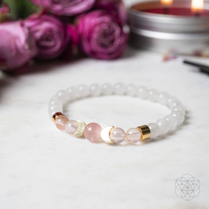 Rose Quartz and Moonstone Fertility Bracelet CI429N 💖