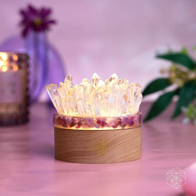 Find My Peace Quartz & Tourmaline Lamp of Blooming Tranquility CI514 🌸💦🌸